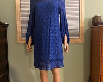chinese dress ladies High Neck Lace Dress-Blue main image 1