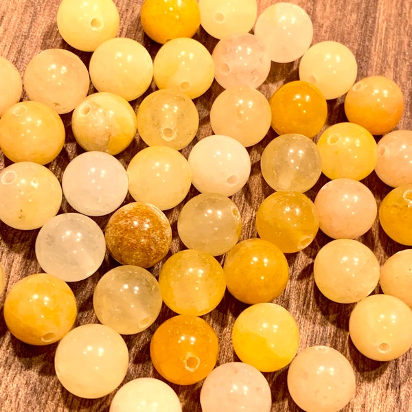 10 Natural Topaz Yellow Orange Gemstone Beads, Size ~ 8mm, Hole ~ 1mm, Smooth, Round, for Handmade DIY Artcrafts, Jewelry Supplies SS17