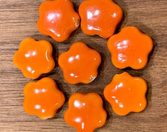 10 Orange Flower Beads, Size ~ 14mm, Hole ~ 2 mm, Smooth Bright Glaze Porcelain Handmade DIY Artcrafts, Craft, Jewelry Supplies B40