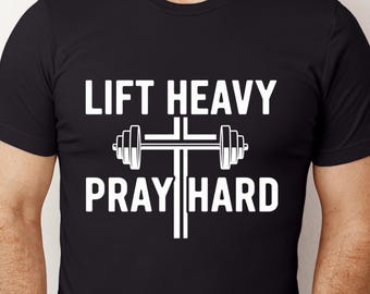 Lift Heavy Pray Hard PNG, 2 Transparent PNGs, Christian Fitness Design, Inspirational Gym Art, Workout Motivation, Faith Typography