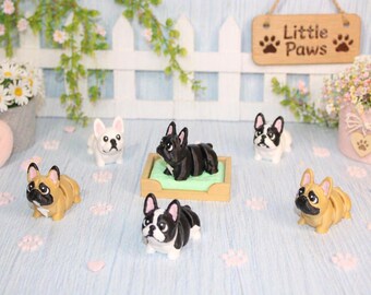 3D Printed Articulated Frenchy Dog 2" Mini Figurine, Desk Pet Collectible