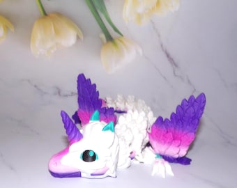 3D Printed Articulated Alicorn Dragon Fidget Toy 6"