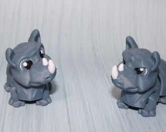 Choose Your Hippo or Rhino Buddy 3D Printed Articulated Flexi Fidget