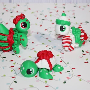 3D Printed Articulated Mini Christmas turtles 2"-2.5"-Sugar Plum, Krampus or Nutcracker