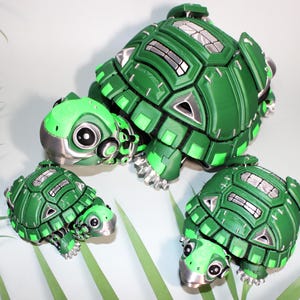 3D Printed Articulated Robot Tortoise Figurine