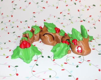 3D Printed Articulated Dragon Fidget Toy: Mistletoe Dragon 8.5" long