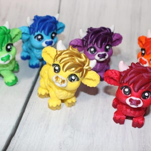 Baby Highland Cow of a Different Color 3D Printed Articulated Fidget Toy