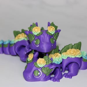 Rose Dragon: Full Color 3D Printed Articulated Fidget Toy - Free Shipping Included!