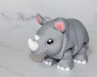 3D Printed Articulated Rhino – Flexi Fidget Figurine-3" l