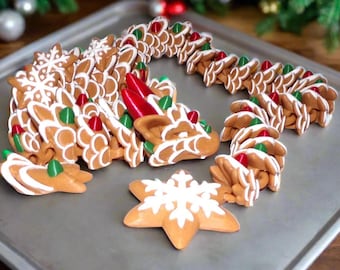 3D Printed Articulated Gingerbread Dragon Fidget Toy-Shades of colors may vary
