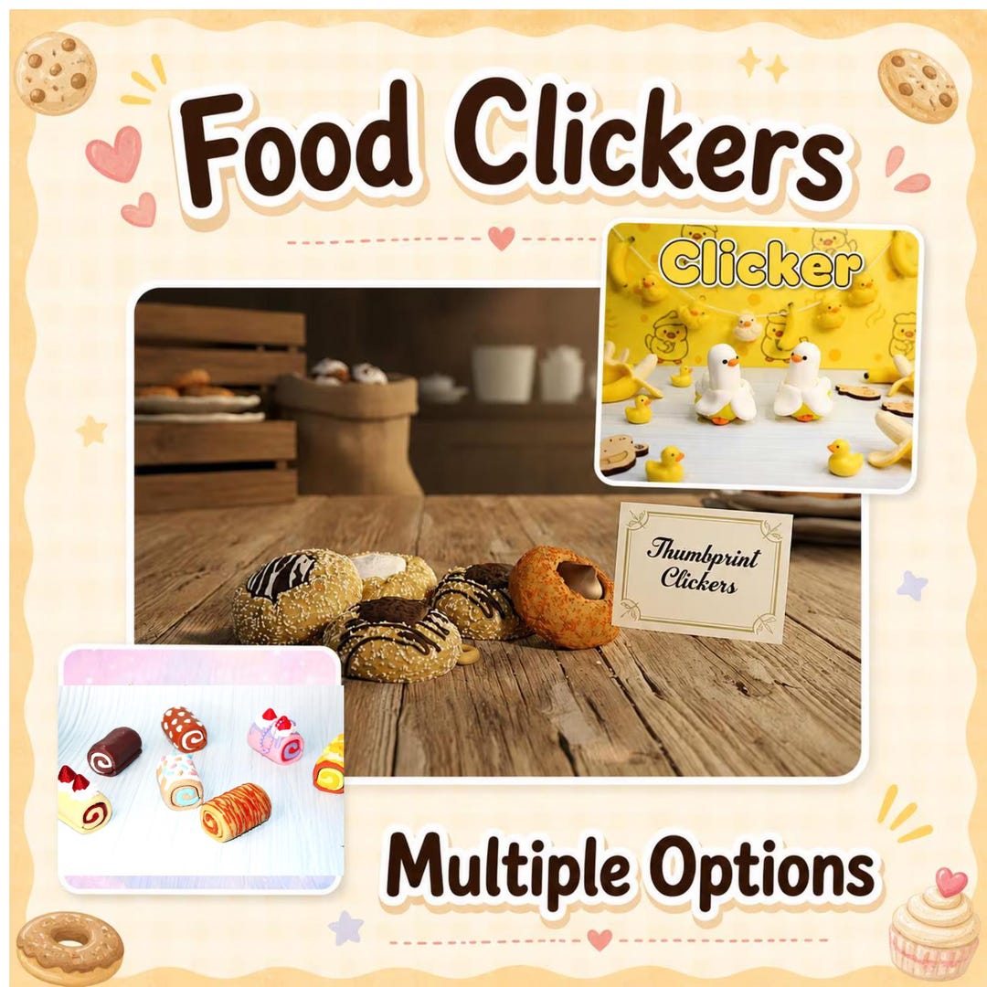 3D Printed Food Clickers Fidget Toy | Mini Food Keychain Sensory ...