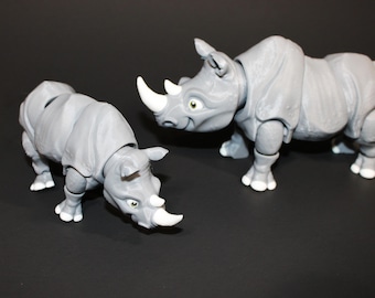 3D Printed Articulated Rhino Figurine: Eco-Friendly PLA