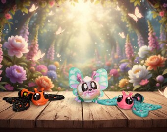 Articulated 3D Printed Butterfly Toy | Fidget Insect Model, Desk Decor- all 3 included