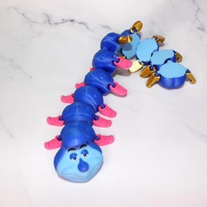Caterpillar 3d Printed Articulated Flexi Fidget- Free Shipping