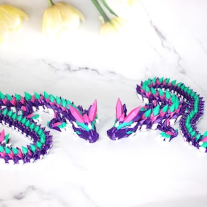 Multicolor Baby Crystal Dragon or Adult Crystal Dragon 3D Printed Articulated, Free Shipping