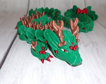 Articulated Mistletoe Dragon Fidget Toy: 3D Printed Fantasy Decor