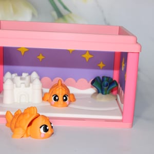 Aquarium with 2 Goldfish-Full Color 3D Printed Articulated Flexi Figurine- Free Shipping Included!