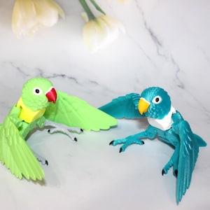 Love Birds with Perch Options:5 inches x 8.5 inch wingspan 3D Printed Articulated Fidget Toy - Free Shipping Included!