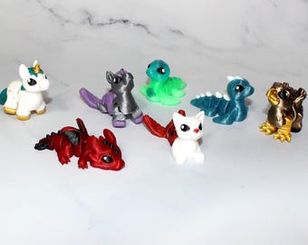 Mini 2-inch Mythical Hatchlings:3D Printed Articulated Flexi Figurine- Some figurines are gradient colors