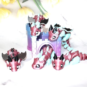3D Printed Articulated Dragon Fidget Toy with Tower