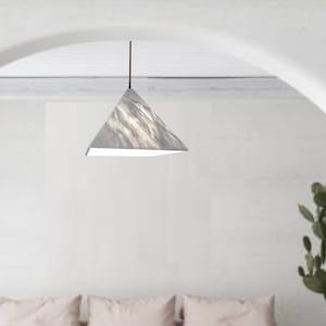 White Italian Alabaster Lamp, Marble Pendant Light, Alabaster Light Fixture, Alabaster Chandelier, Uplight Ceiling Mount Lighting