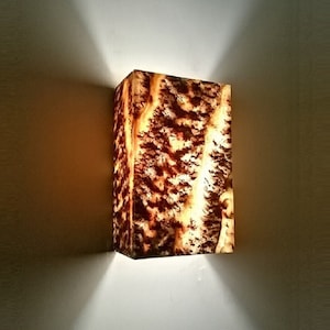 Red Alabaster Wall Sconce Lighting, Modern wall lamp, Natural stone wall light fixture, handmade marble lamp