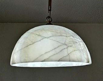 Lámpara de araña italiana de alabastro blanco miel, lámpara colgante de mármol, luminaria de alabastro, iluminación de techo con luz indirecta