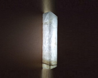 Crystal White Alabaster Slim Wall Sconce Lighting, lámpara de pared moderna, luminaria hecha a mano, lámpara LED con decoración de pared de piedra.
