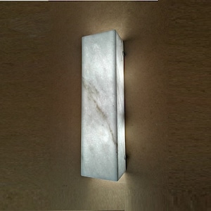 Sea Salt White Alabaster Wall Sconce Lighting, modern wall lamp, stone light fixture, handmade wall decor lamp