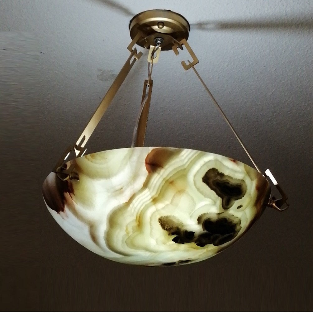 Exotic Green Italian Alabaster Lamp, Marble Pendant Light, Alabaster ...