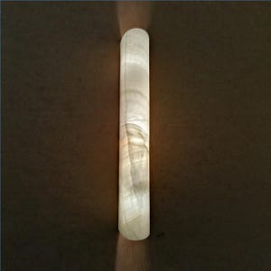Honey White Alabaster Slim Wall Sconce Lighting, Wall Sconce Lighting, a modern lamp, stone light fixture, wall decor.