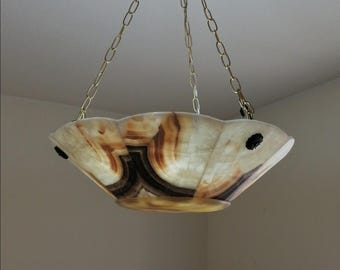 Alabaster Chandelier, Italian Alabaster Lamp, Marble Pendant Light, Alabaster Light Fixture, Uplight Ceiling Mount Lighting