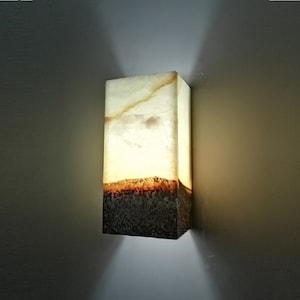 Red Alabaster Wall Sconce Lighting, Modern wall lamp, Natural stone wall light fixture, handmade marble lamp
