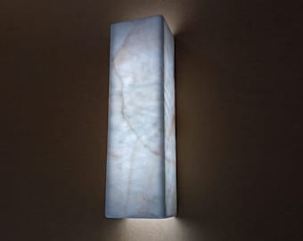 Alabaster Lamp, Wall Lighting, Sconce, Decorative Cordless Light, Carved Stone Wall Mount Fixture,