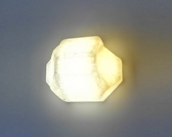 Alabaster Wall Lamp, Sconce, Decorative Cordless Lighting, Carved Stone Wall Mount Light Fixture, Gifts
