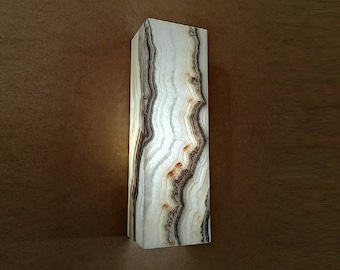 Exotic Alabaster Wall Lighting, Sconce, Decorative Cordless Lamp, Carved Stone Wall Mount Light Fixture, Gifts