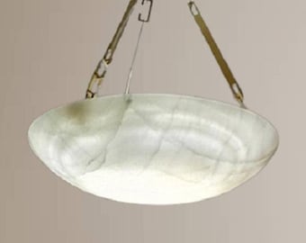 Honey White Alabaster Light Fixture, Alabaster Chandelier Italian Alabaster Lamp, Marble Pendant Light, Uplight Ceiling Mount Lighting