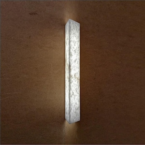 Cotton White Alabaster Slim Wall Sconce Lighting, modern wall lamp, handmade light fixture, stone wall decor LED lamp.