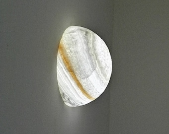 Crystal White Alabaster Wall Sconce Lighting, alabaster LED wall lamp, Modern wall hanging lamp, handmade light fixture, stone lamp