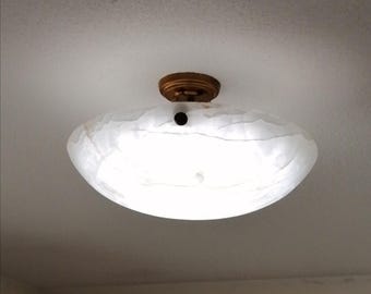 Handmade Italian Alabaster Chandelier, Semi Flush Mount