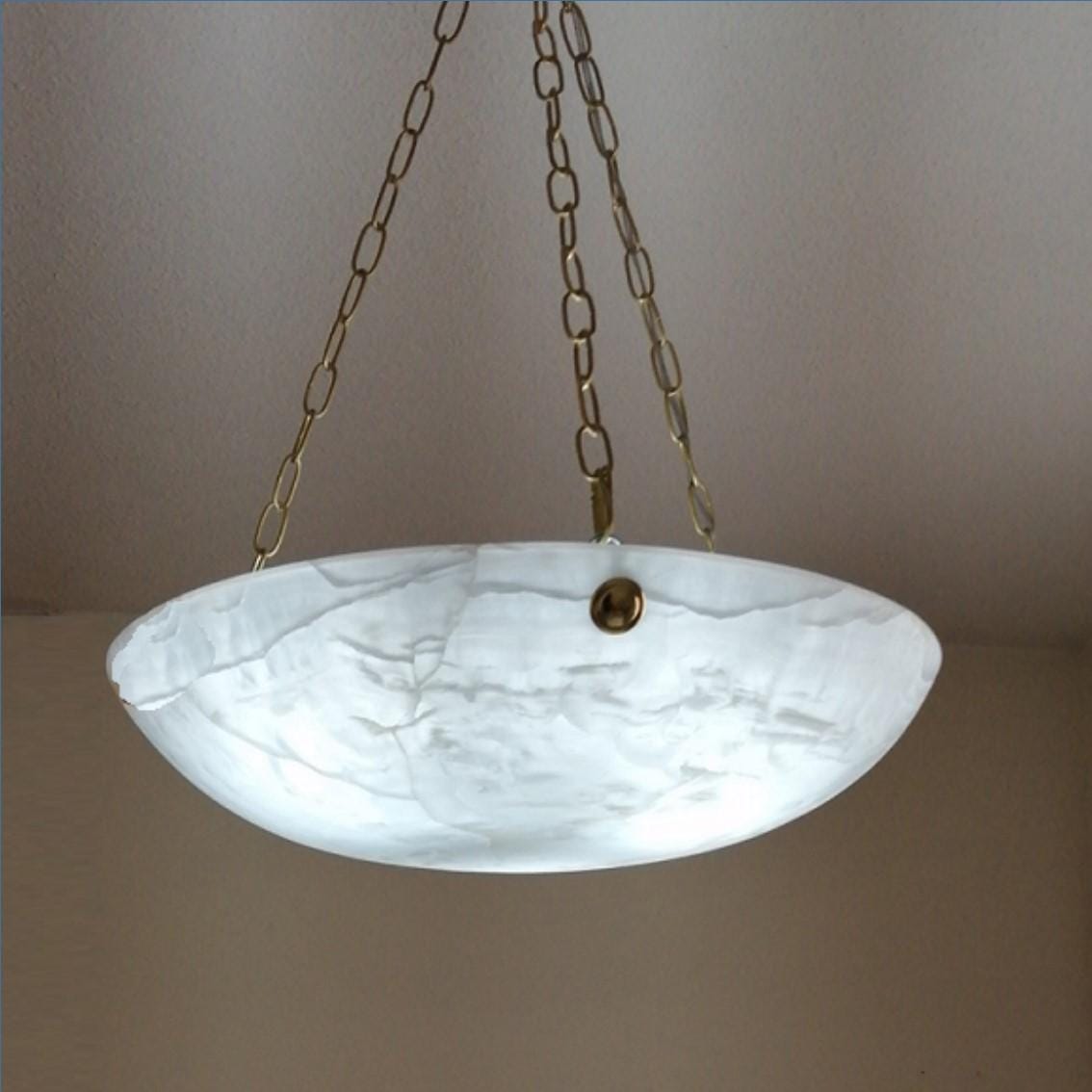 Crystal White Alabaster Chandelier, Italian Alabaster Lamp, Marble Pendant Light, Alabaster Light Fixture, Uplight Ceiling Mount Lighting
