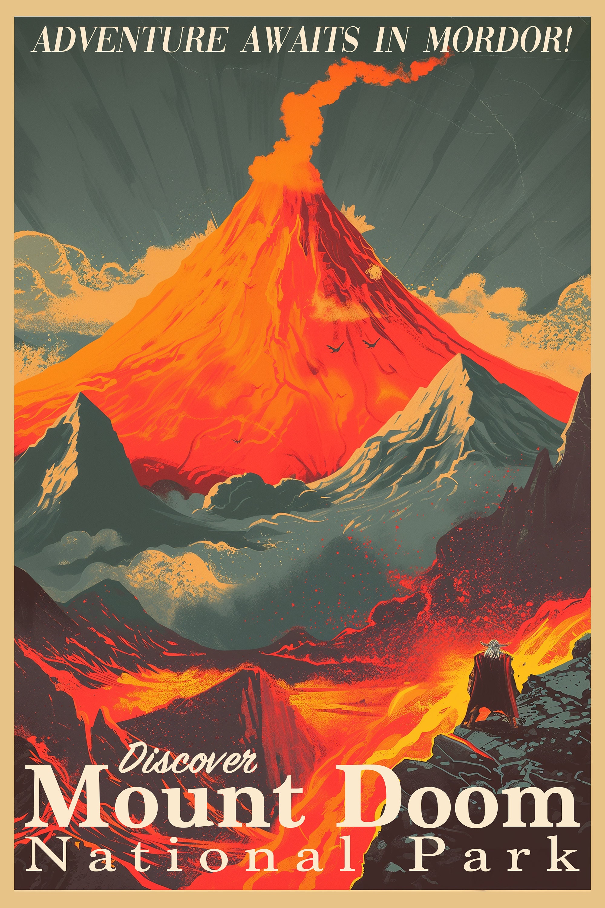 Lord of the Rings Discover Mount Doom National Park Travel Poster LOTR ...