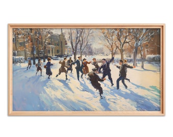 Vintage Christmas Snow Day Winter Scene for Samsung FRAME TV Digital Art Decor Download
