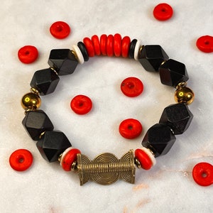 Warrior King Inspired/ African Glass Bead Bracelet/ West African Style/ Medium