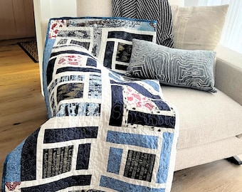 Quiltpatroon moderne blokhut: eenvoudige stapsgewijze videotutorial (pdf-download)