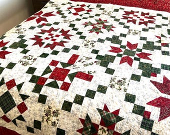 Christmas Quilt Pattern Bundle: 7 Holiday Blocks, Video Tutorial (PDF Pattern)