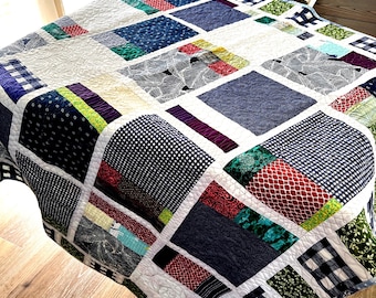 Handgemachte Moderne Patchwork Quilt : Kuschelige Tagesdecke aus Baumwolle