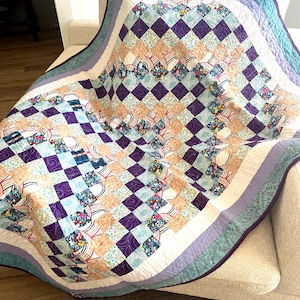 Baby boy handmade  Quilt Modern Patchwork Blue Grey White Baby Quilt, Baby Quilt, Keepsake Quilt