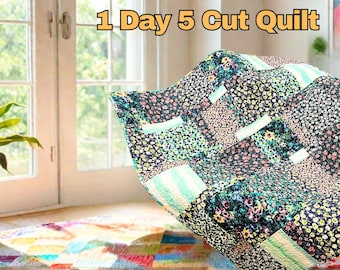 Eenvoudig 5-cut Fat Quarter-quiltpatroon: pdf-zelfstudie voor beginners (schootgrootte: 50 x 60 inch)