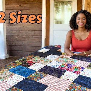Easy Block Quilt Pattern Beginner Friendly Instant PDF modern Geometric Design Throw Perfect for Beginners Simple Fat Quarter Pattern